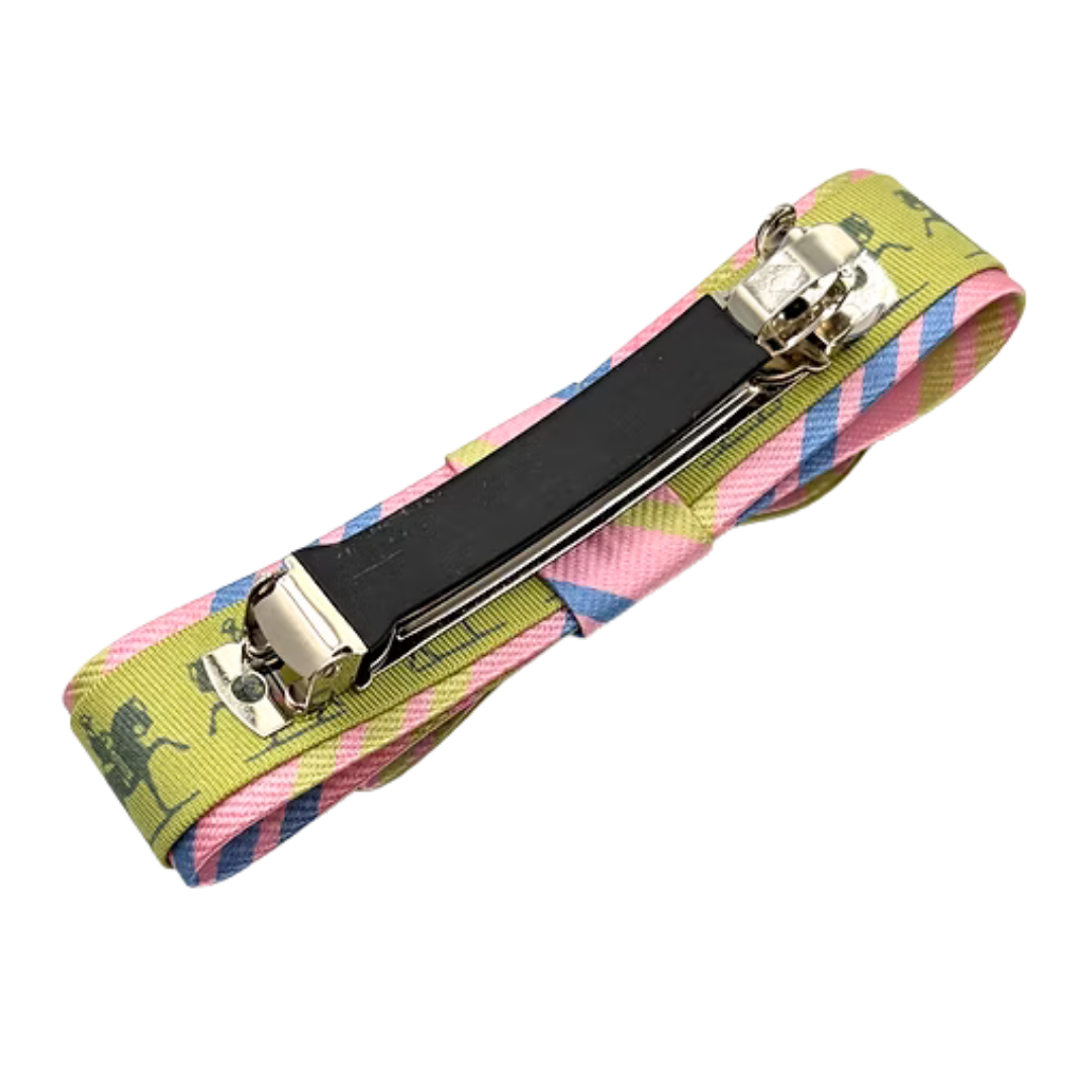 Equestrian Print Silk Necktie Hair Clip