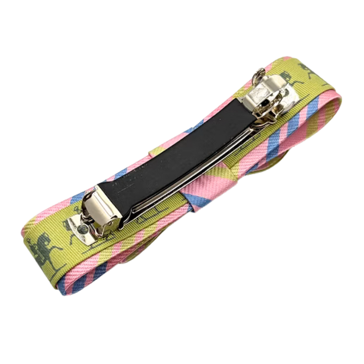 Equestrian Print Silk Necktie Hair Clip