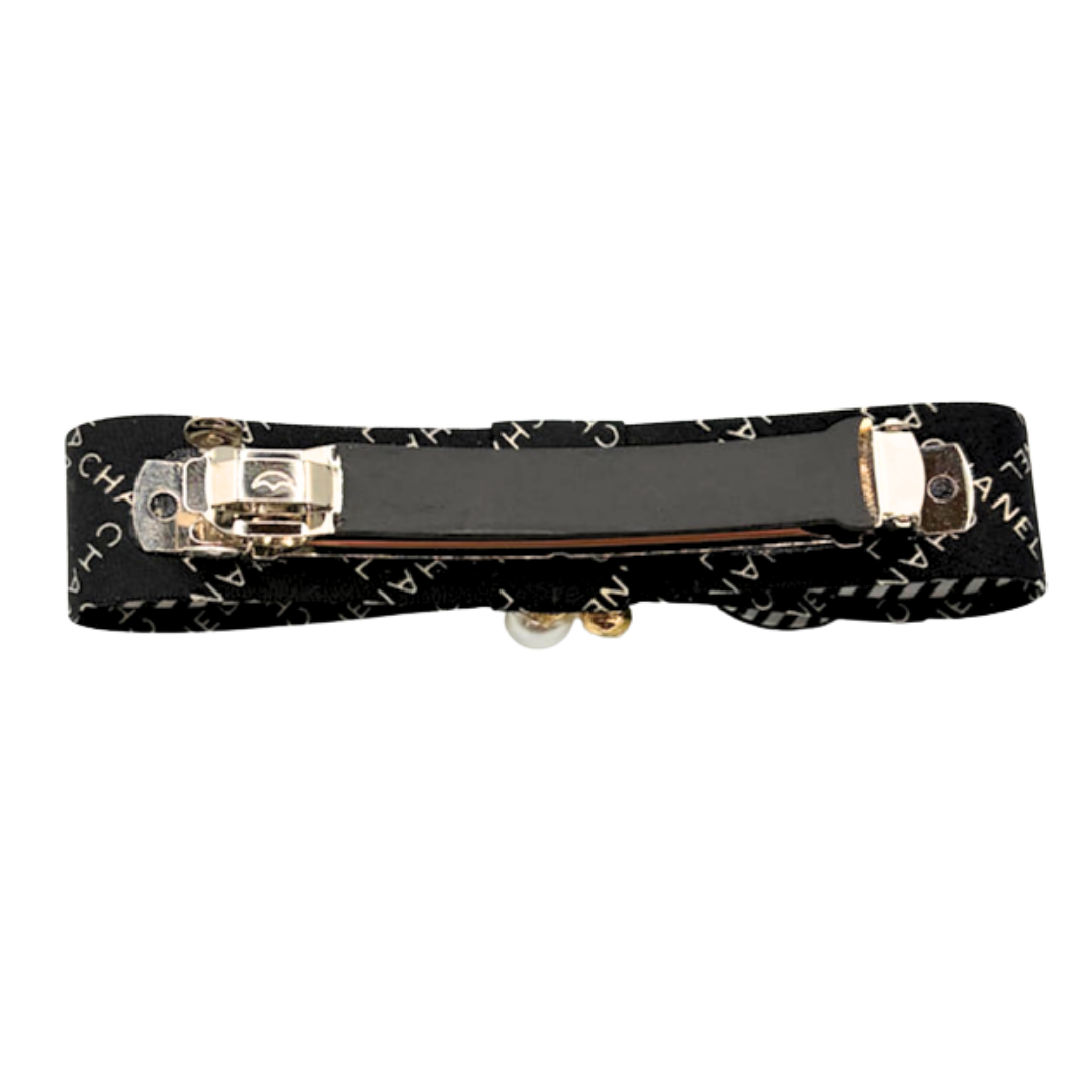 Logo Trellis Noir Vintage Silk Necktie Hair Clip