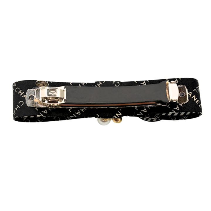 Logo Trellis Noir Vintage Silk Necktie Hair Clip