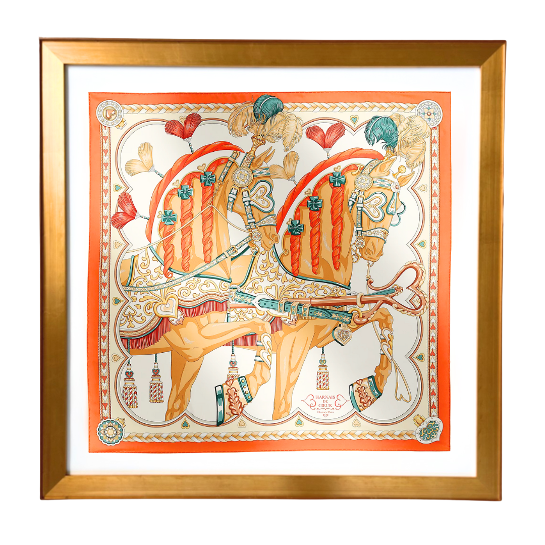 Harnais de Coeur Vintage Framed Silk Scarf 42"