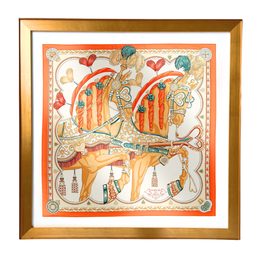 Harnais de Coeur Vintage Framed Silk Scarf 42"