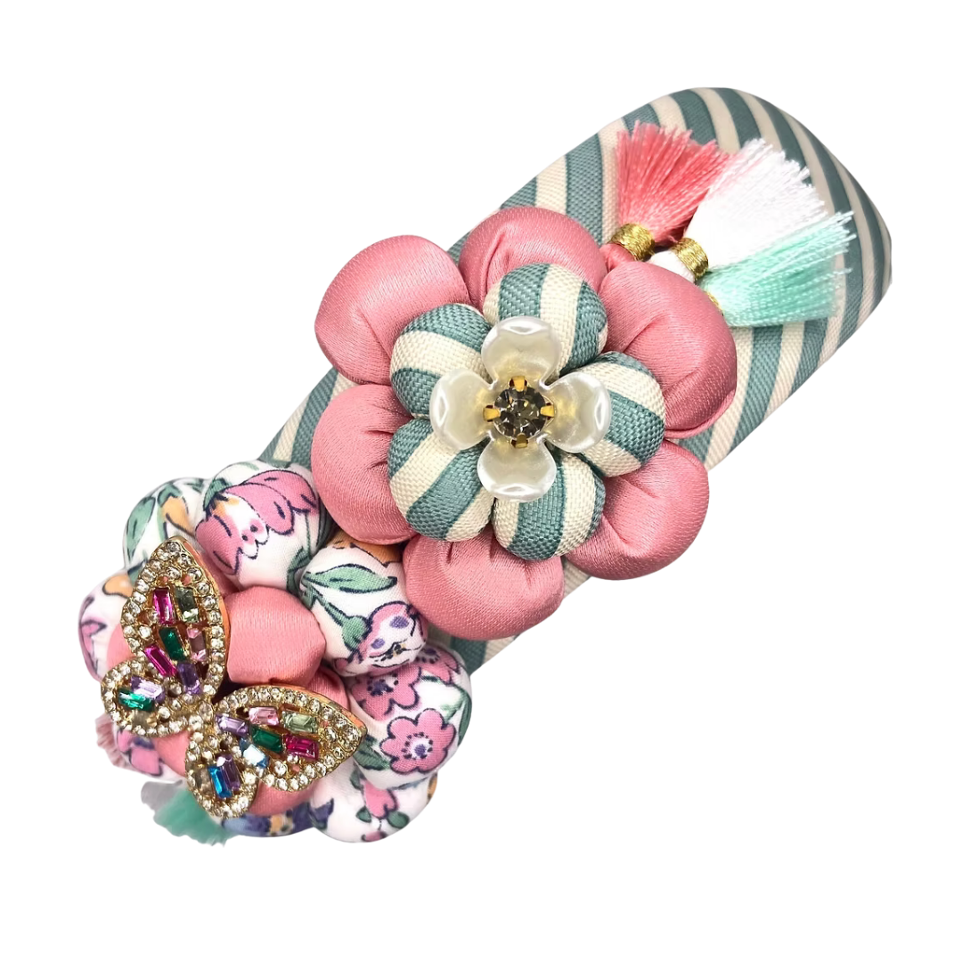 Butterfly Flower Vintage Silk Necktie Headband