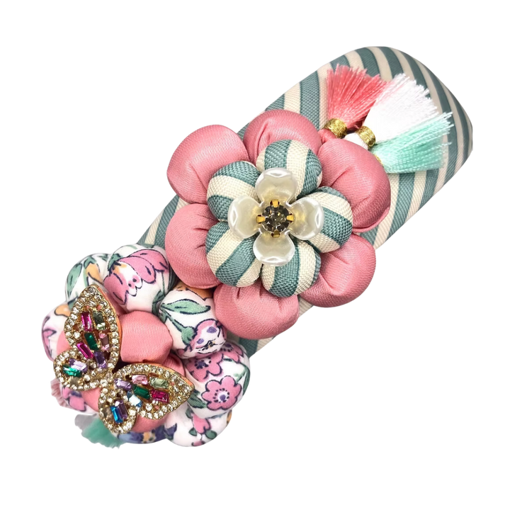 Butterfly Flower Vintage Silk Necktie Headband