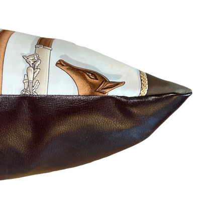 Cannes et Pommeaux Vintage Silk Scarf Lumbar Pillow 35"