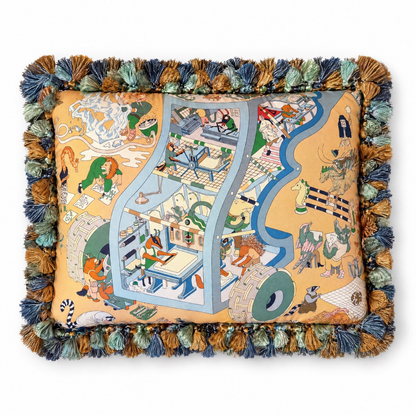 Academia Hippica Vintage Silk Scarf Pillow