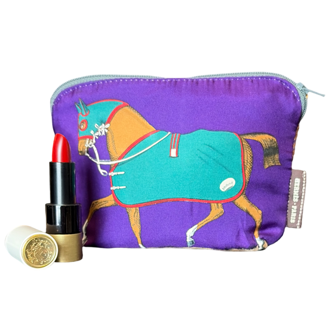 Hermes Couvertures et Tenues du Jour Purple Scarf | Hermes Beauty Bag