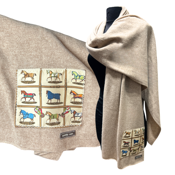 Hermes Petits Chevaux Silk Scarf & Cashmere Shawl at Vintage Luxe Up