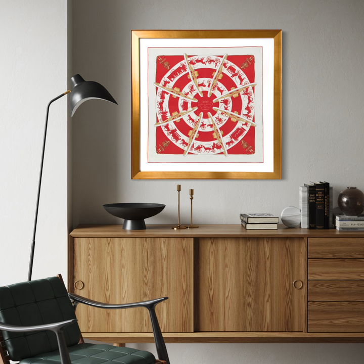 Paris Qui Roule Framed Vintage Silk Scarf 32"