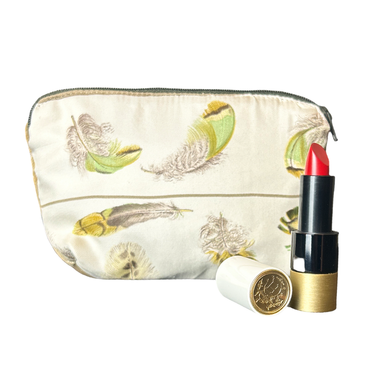 Hermes Plumes Vintage Silk Scarf Beauty Bag