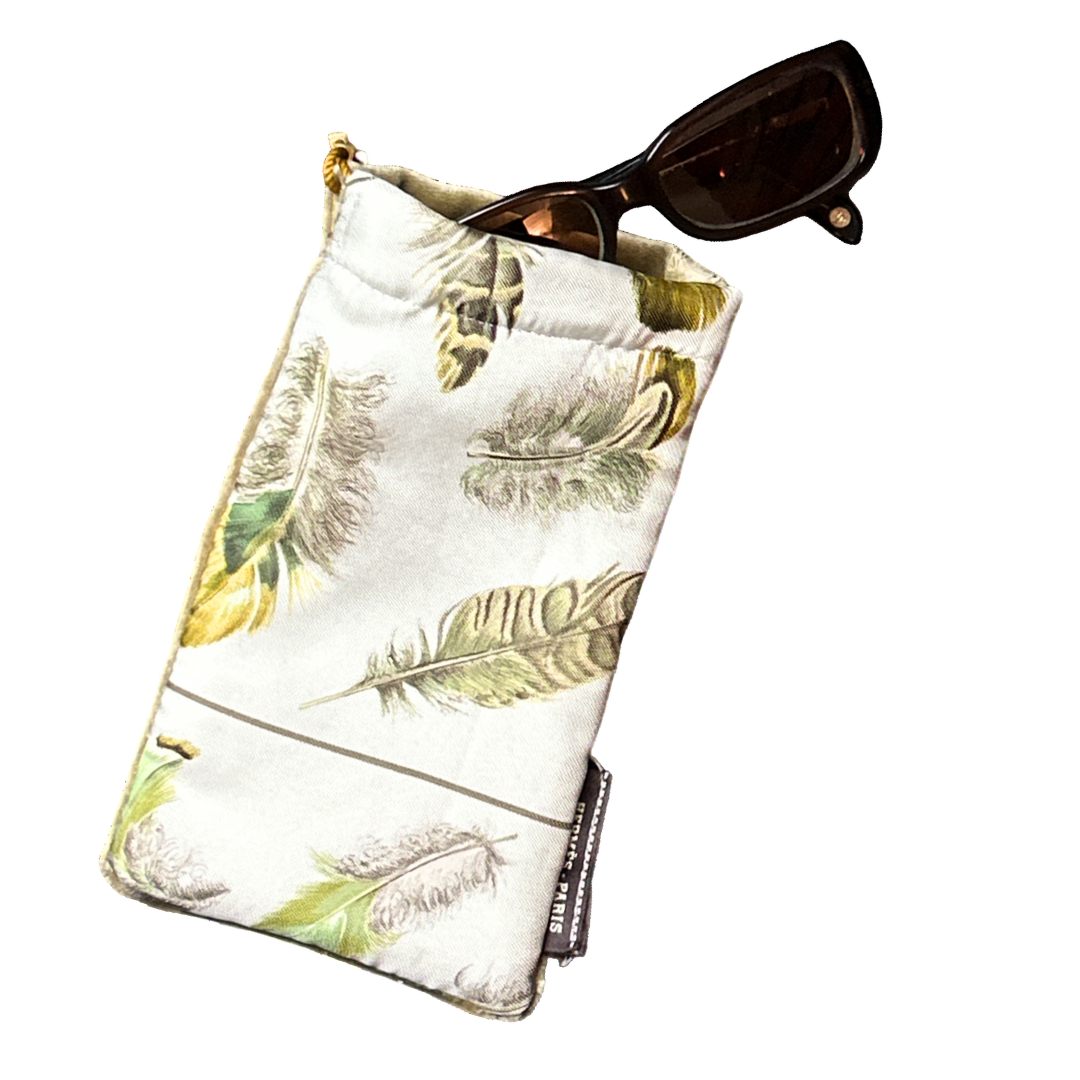 Hermes les Plumes Scarf Drawstring Eyewear Pouch at Vintage Luxe Up