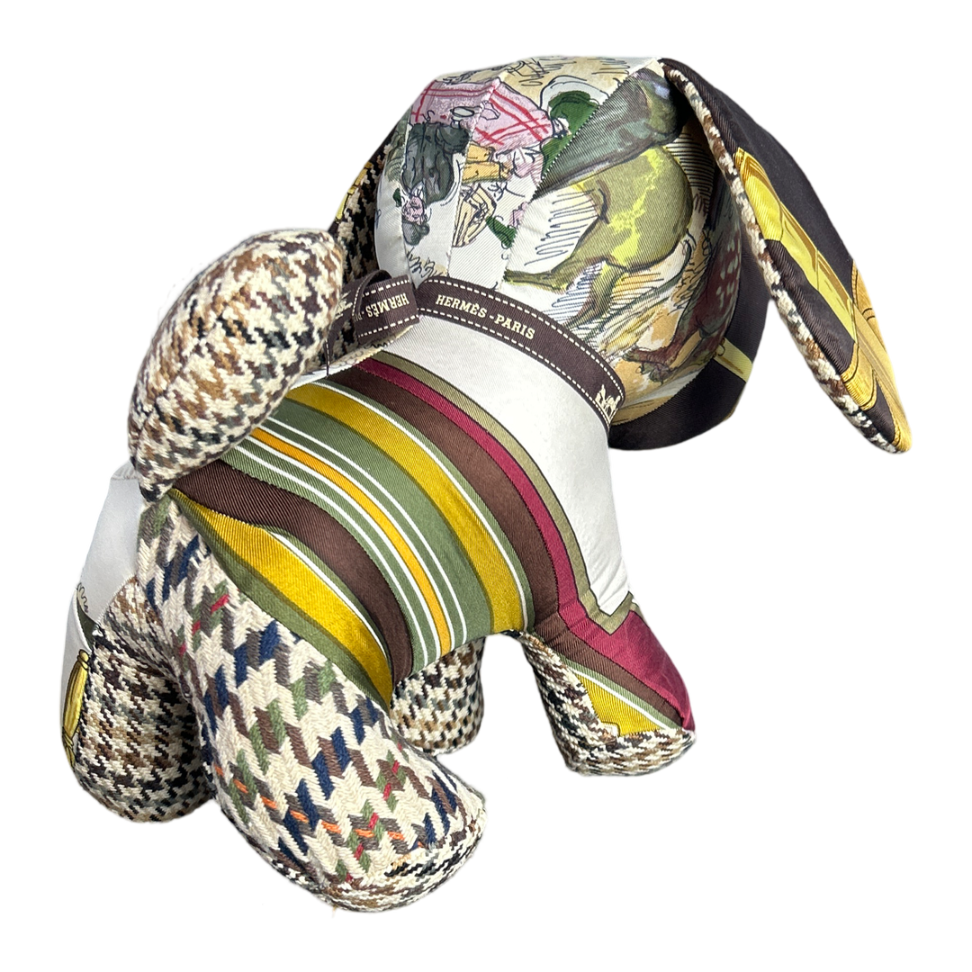 Eperon d'Or Vintage Silk Scarf Patchwork Puppy
