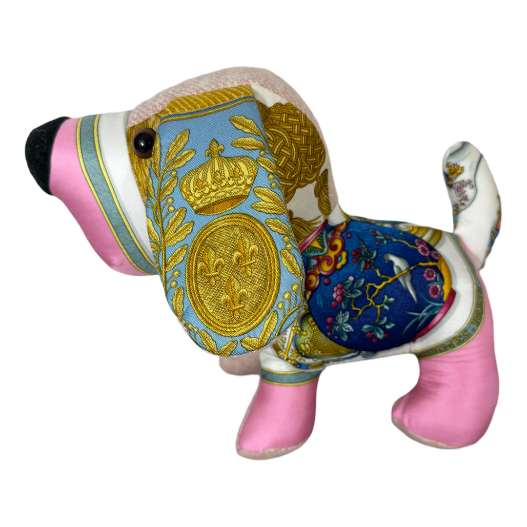 Hermes Qu'Importe le Flacon Scarf Patchwork Puppy at Vintage Luxe Up