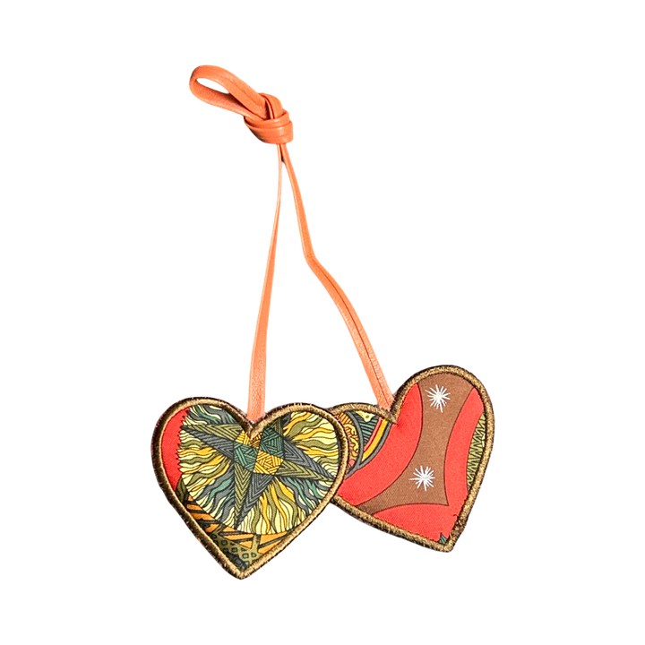 Roy Soleil Scarf Double Heart Bag Charm