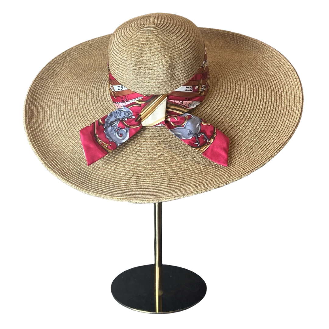 Hermes Astrologie Dies et Hore Scarf Straw Hat exclusively at Vintage Luxe Up