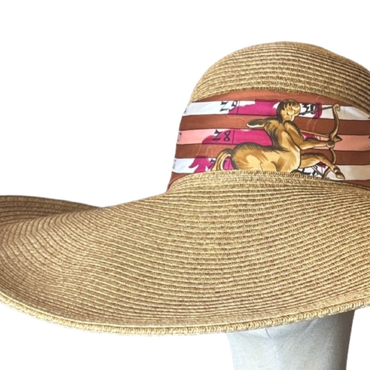 Hermes Astrologie Dies et Hore Scarf Straw Hat exclusively at Vintage Luxe Up