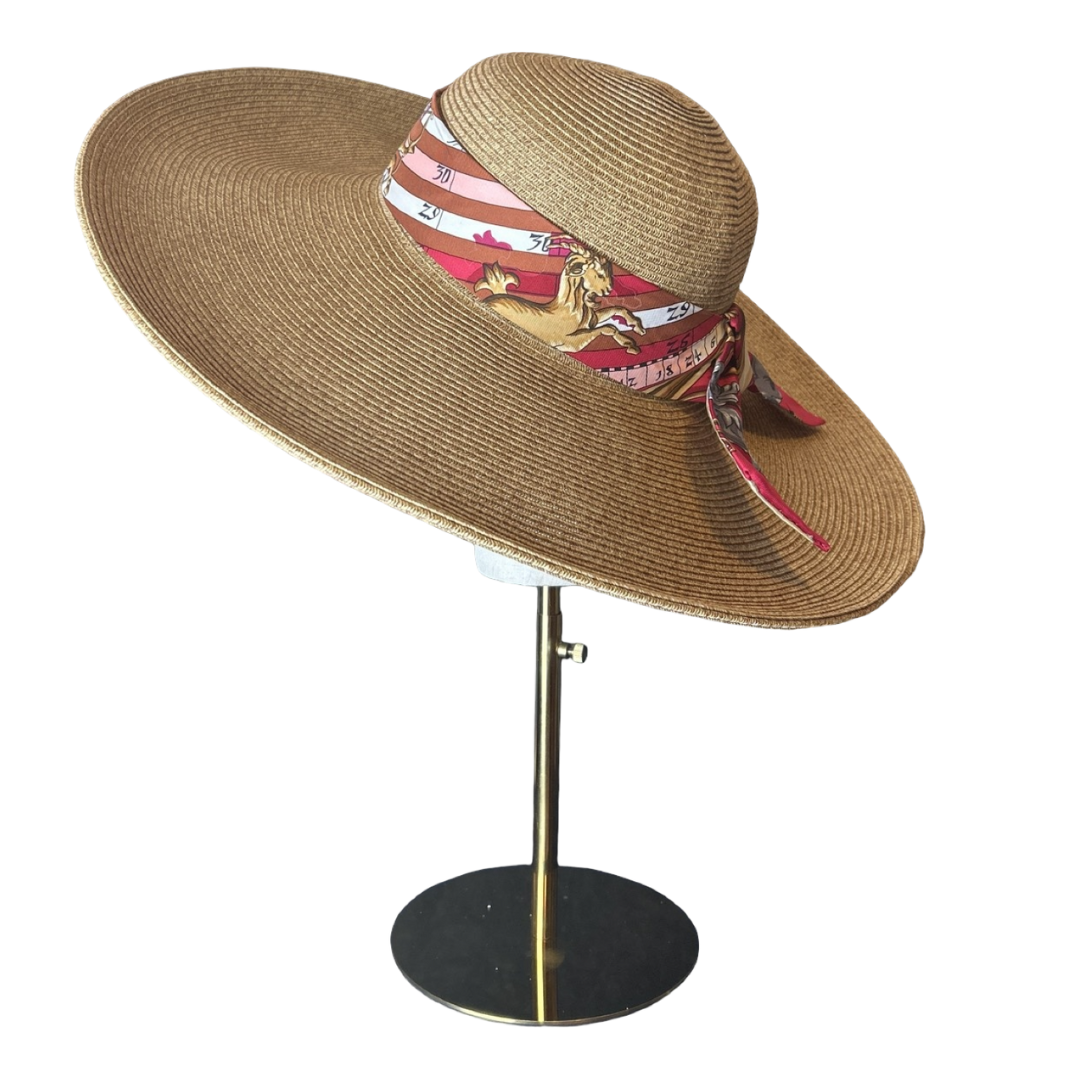 Hermes Astrologie Dies et Hore Scarf Straw Hat exclusively at Vintage Luxe Up
