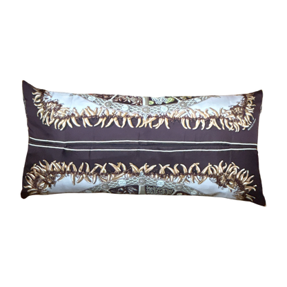 Aux Pays des Epices Vintage Silk Scarf Lumbar Pillow 35"