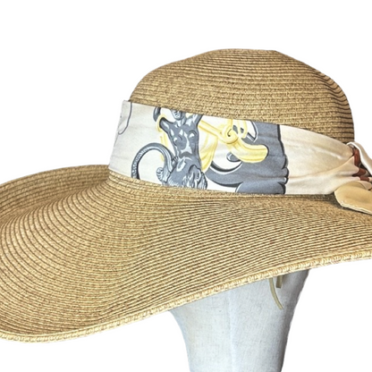 Hermes Brides de Gala Scarf Straw Hat exclusively at Vintage Luxe Up