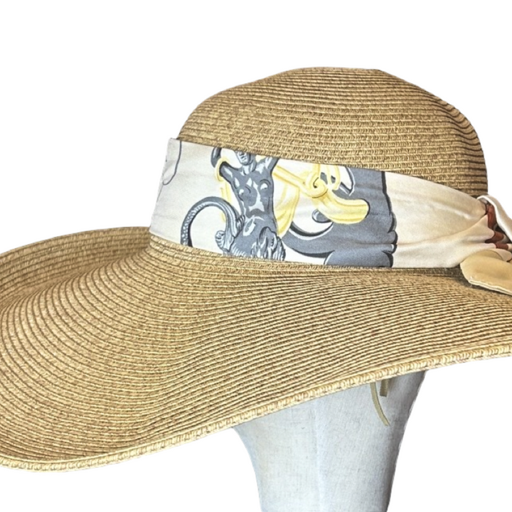 Hermes Brides de Gala Scarf Straw Hat exclusively at Vintage Luxe Up