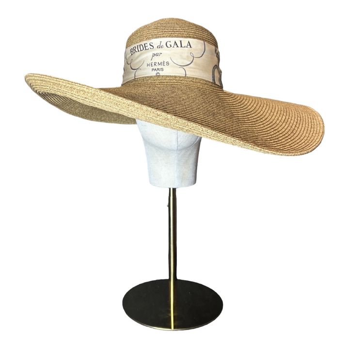 Hermes Brides de Gala Scarf Straw Hat exclusively at Vintage Luxe Up