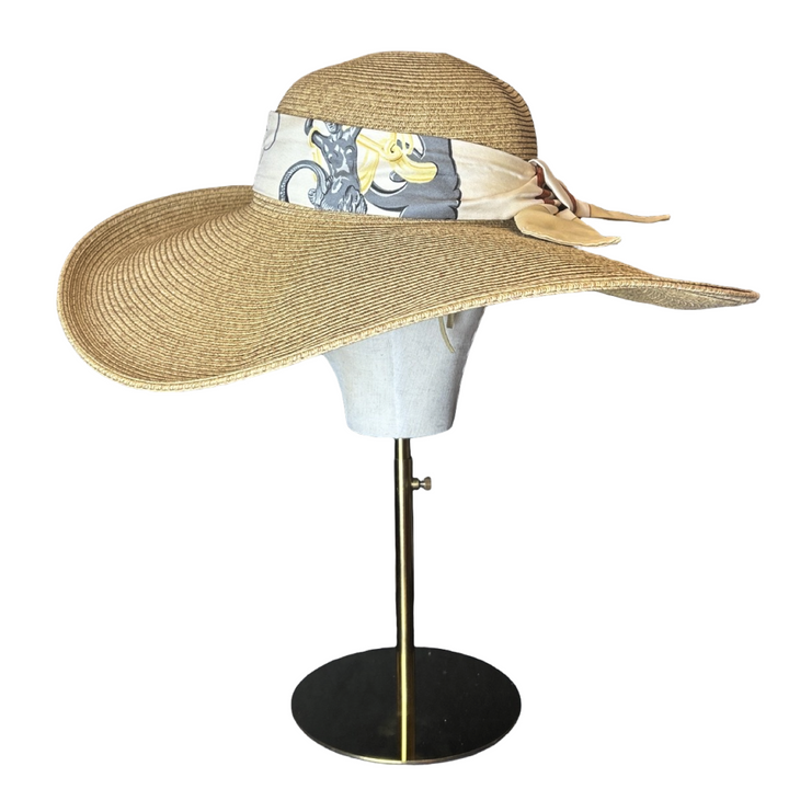 Hermes Brides de Gala Scarf Straw Hat exclusively at Vintage Luxe Up