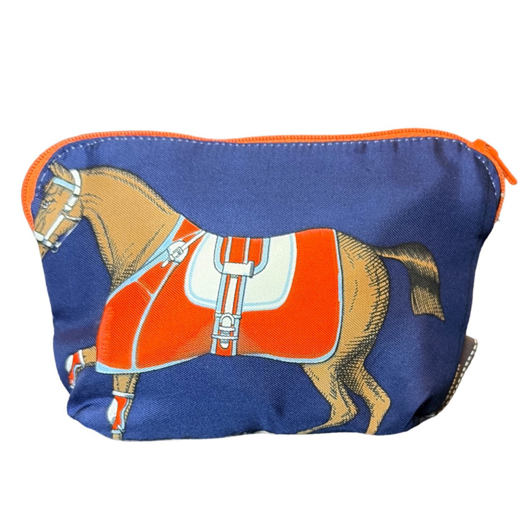 Couvertures et Tenues du Jour Blue Vintage Silk Scarf Beauty Bag