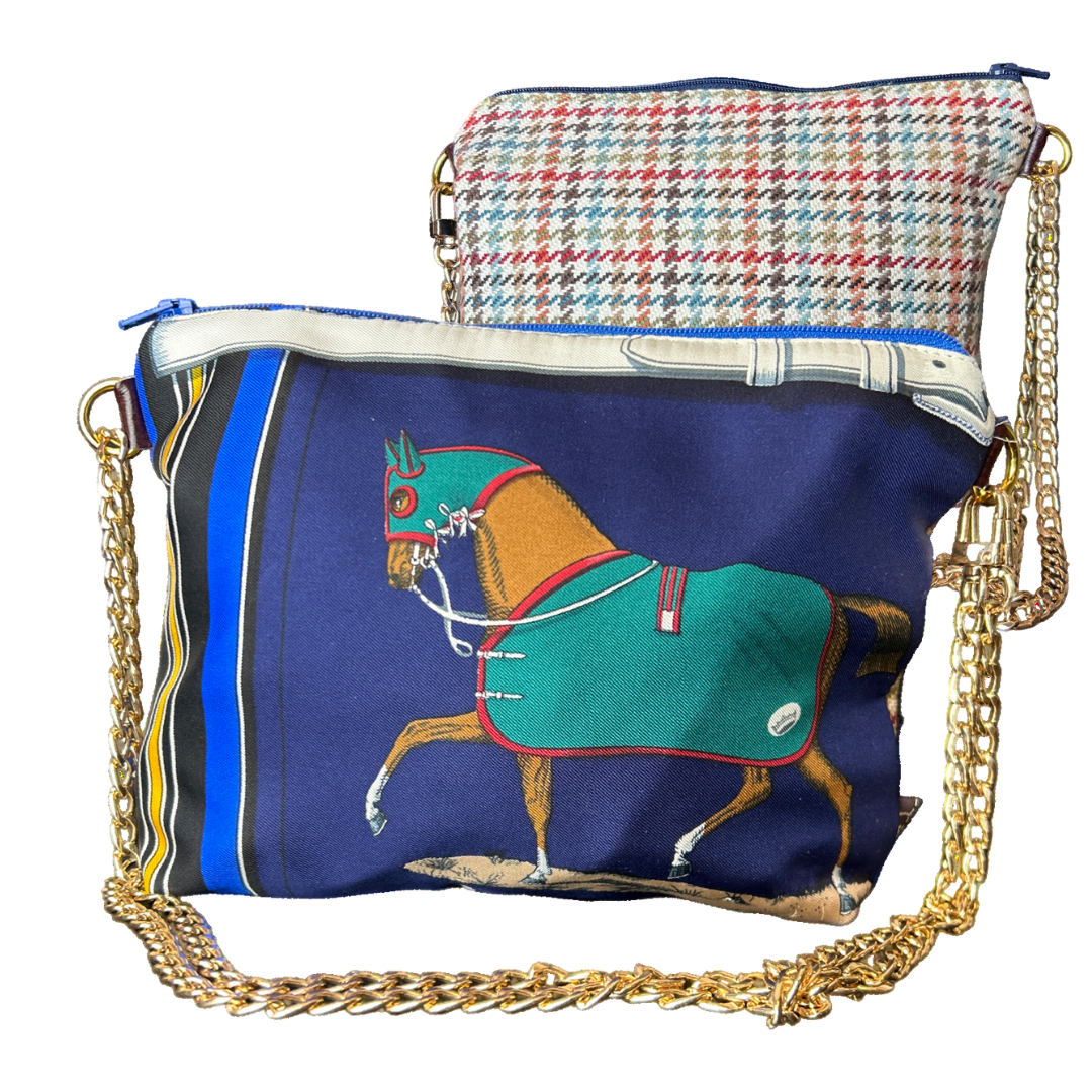 Couvertures et Tenues du Jour Blue Vintage Scarf Crossbody Bag