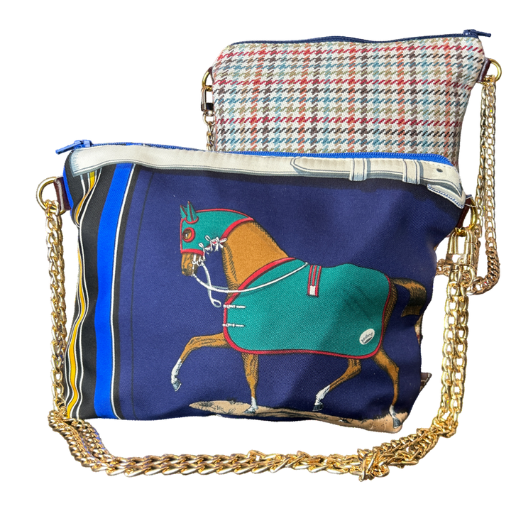 Couvertures et Tenues du Jour Blue Vintage Scarf Crossbody Bag