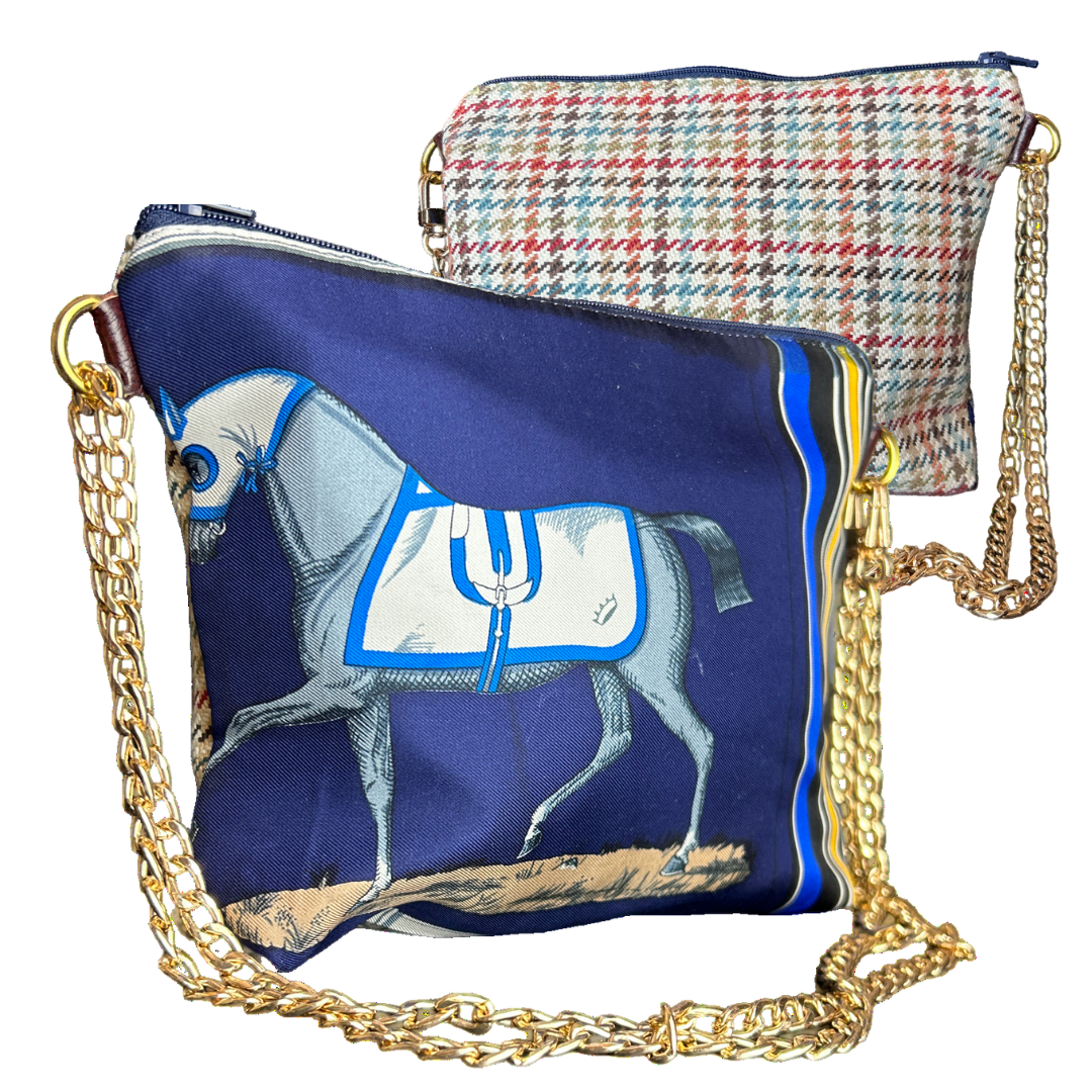 Couvertures et Tenues du Jour Blue Vintage Scarf Crossbody Bag
