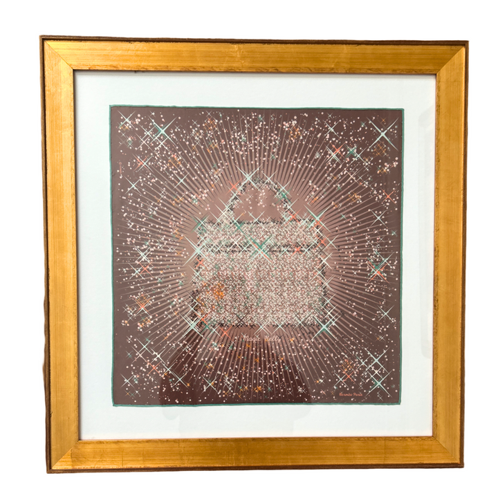 Magic Kelly Brown Framed Vintage Silk Scarf 24"