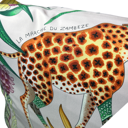 Marche du Zambeze Vintage Silk Scarf Lumbar Pillow 35"