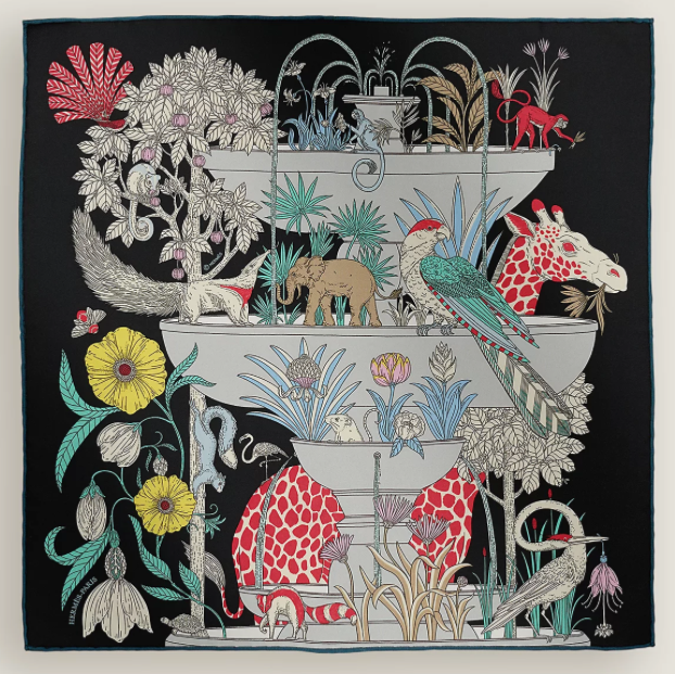 HERMES 最新作 ガヴロッシュ スカーフ Precious Paradise Detail HERMES Precious Paradise Detail Scarf | Framed Hermes Scarf