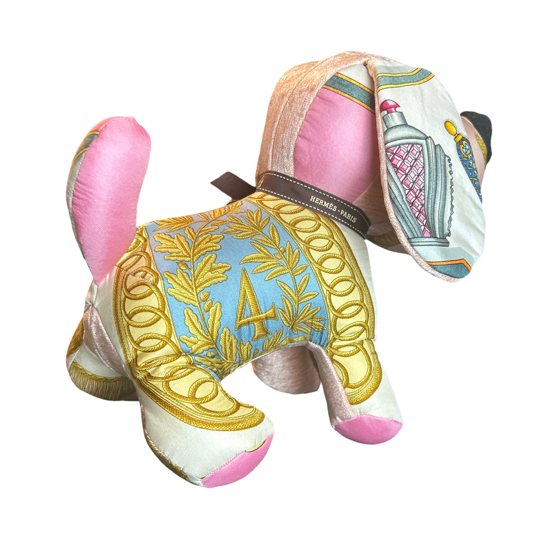 Poste et Cavalerie Vintage Silk Scarf Patchwork Puppy