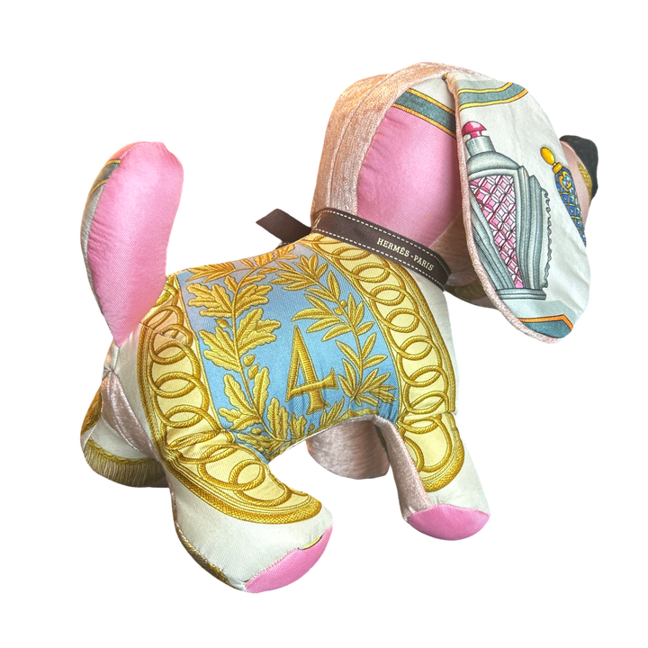 Poste et Cavalerie Vintage Silk Scarf Patchwork Puppy