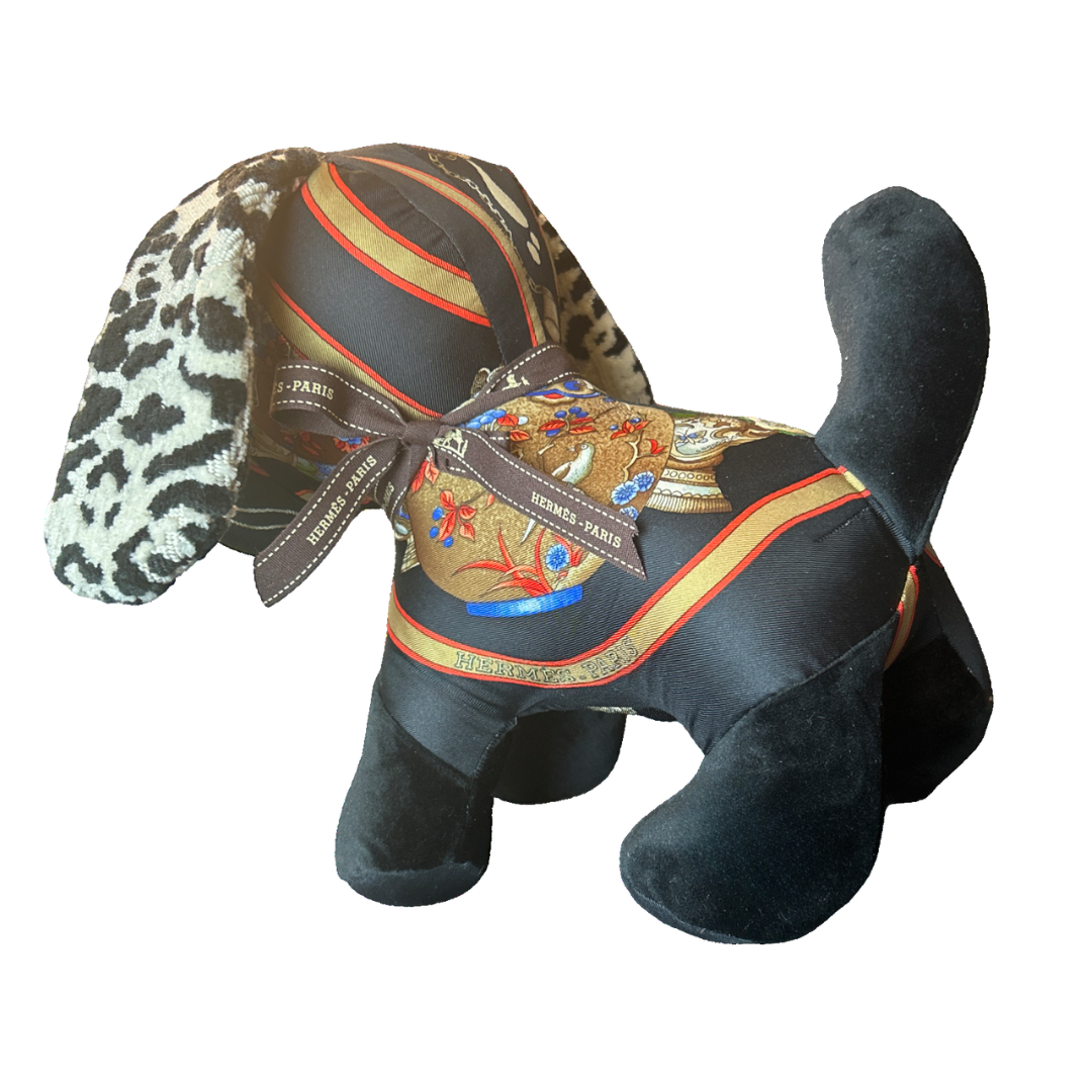 Hermes Qu'Importe le Flacon Scarf Patchwork Puppy at Vintage Luxe Up