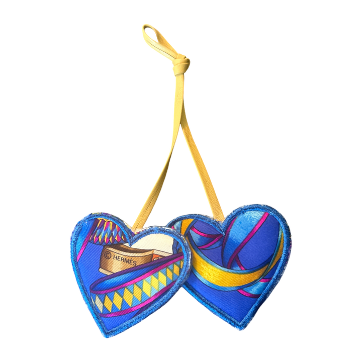 Rubans du Cheval Blanc Scarf Double Heart Bag Charm