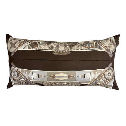 L'Art Indien des Plaines Vintage Silk Scarf Lumbar Pillow 35"