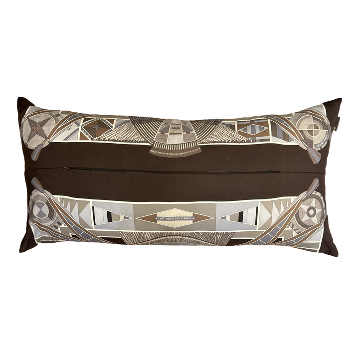 L'Art Indien des Plaines Vintage Silk Scarf Lumbar Pillow 35"