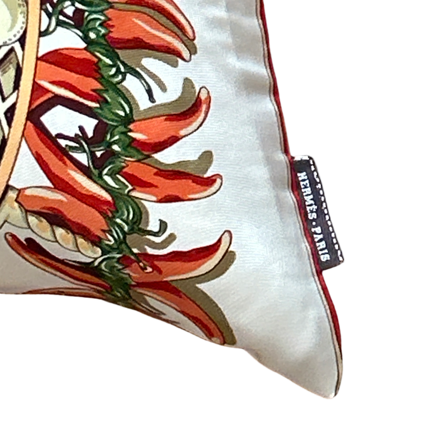 Aux Pays des Epices Vintage Silk Scarf Lumbar Pillow 35"