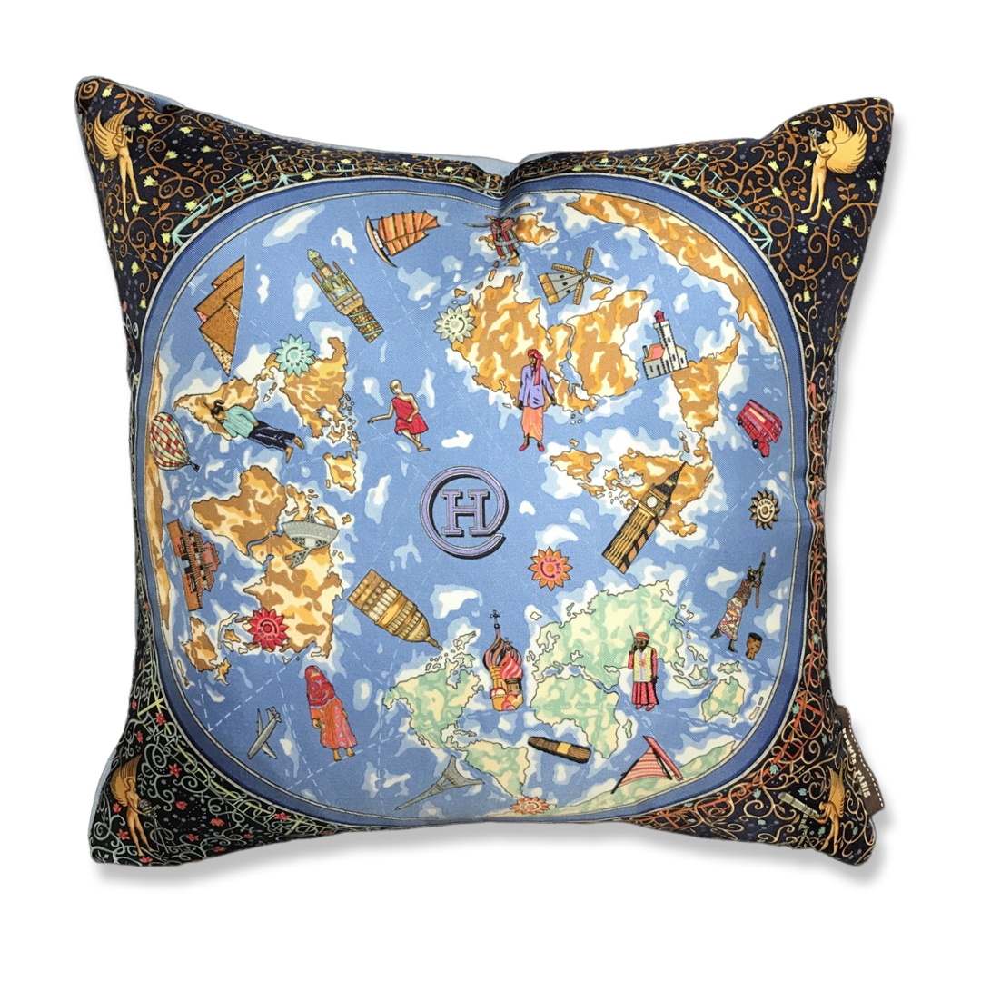 Vintage Hermes Pillow Hermes.com Vintage Silk Scarf Pillow 17" at Vintage Luxe Up