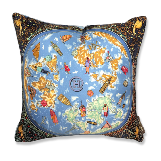 Vintage Hermes Pillow Hermes.com Vintage Silk Scarf Pillow 17" at Vintage Luxe Up
