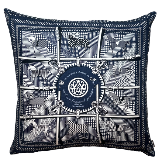 HERMES Couvertures et Tenues du Jour Silk Scarf Pillow at Vintage Luxe Up