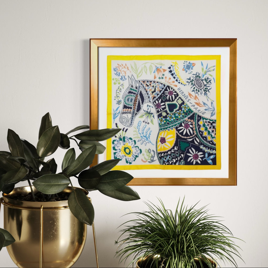 HERMES En Attendant Ulysse Scarf | Framed Hermes Scarf exclusively at Vintage Luxe Up