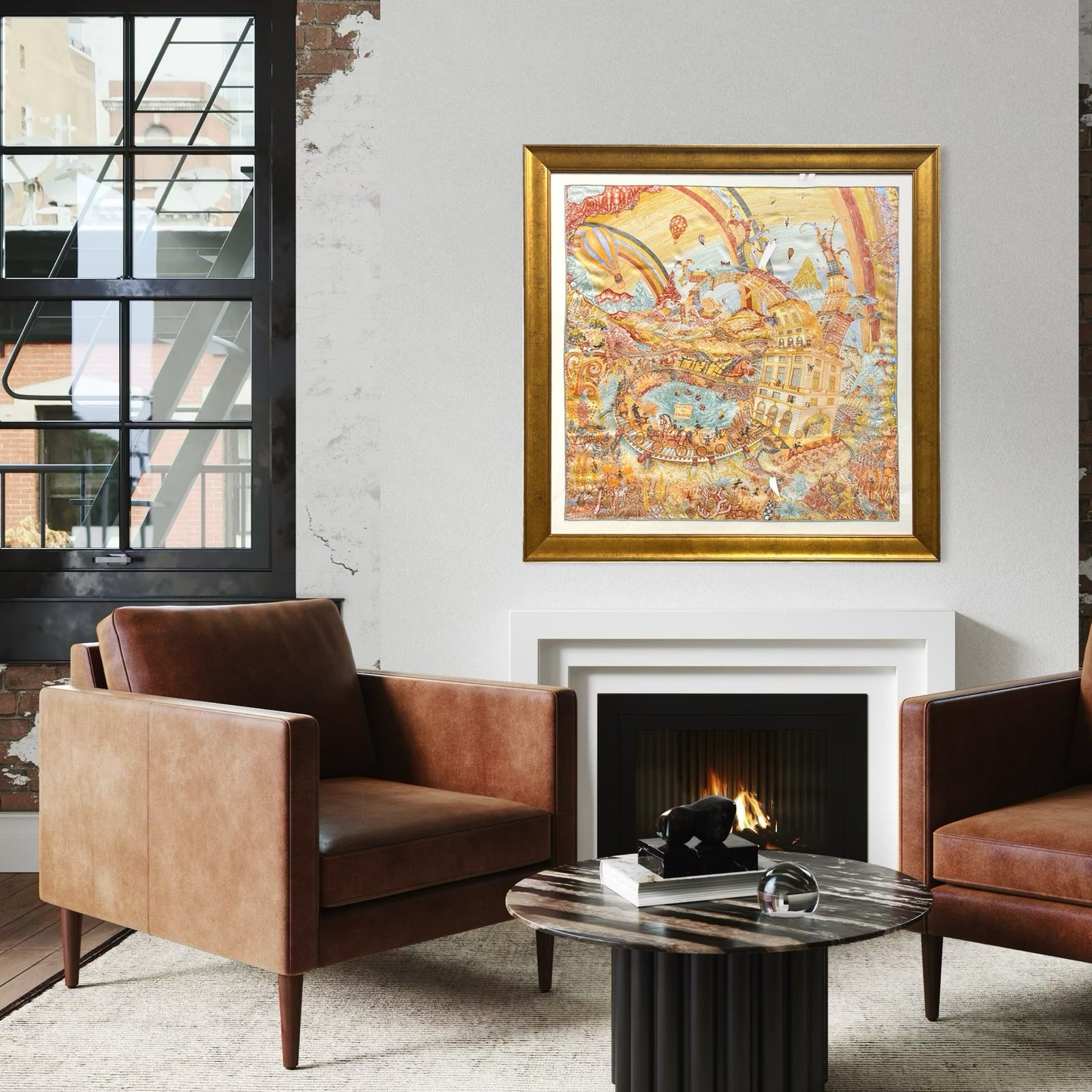 Hermes Folies du Faubourg Scarf | Framed Hermes Scarf exclusively at Vintage Luxe Up