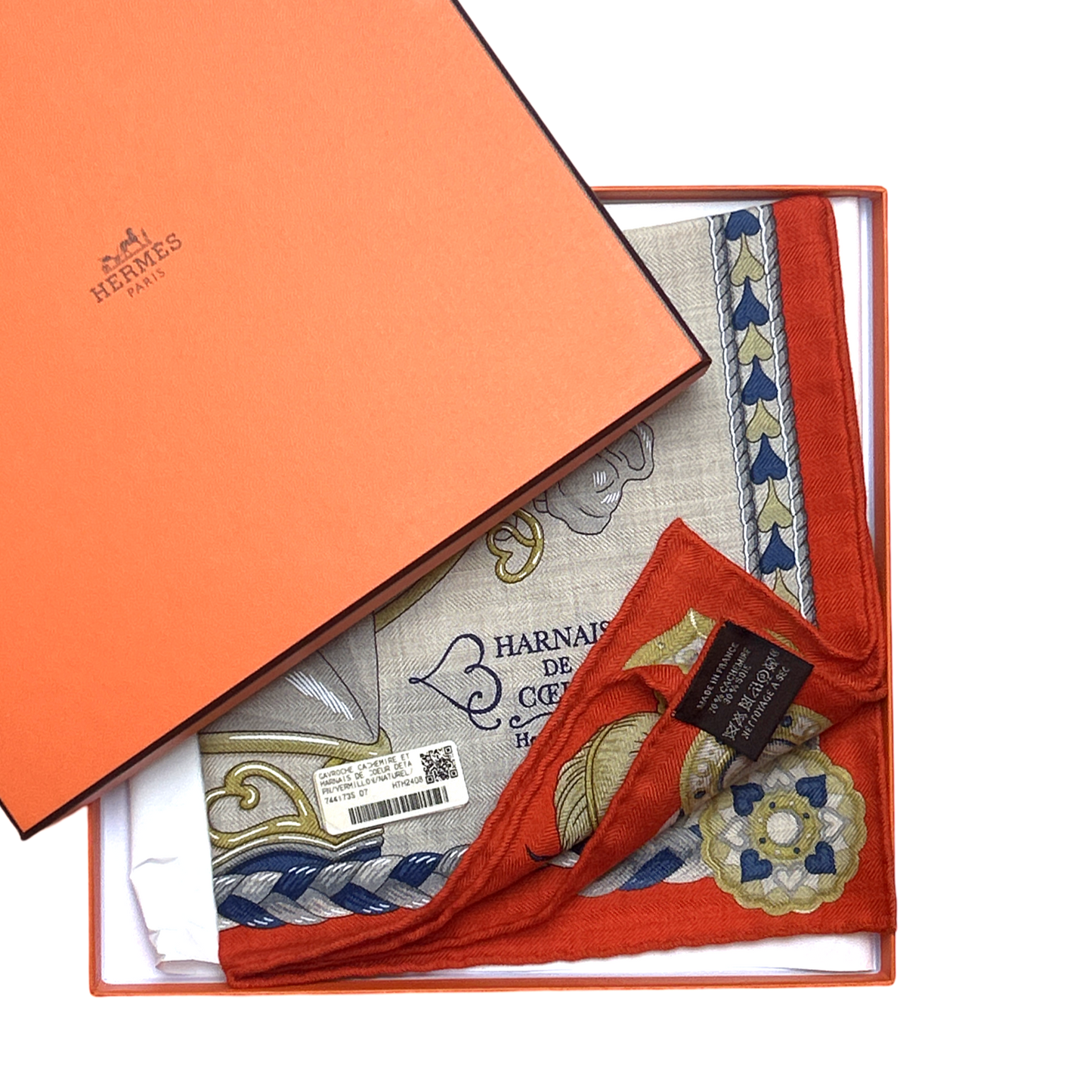 HERMES Harnais de Coeur Scarf Pillow at VintageLuxeUp