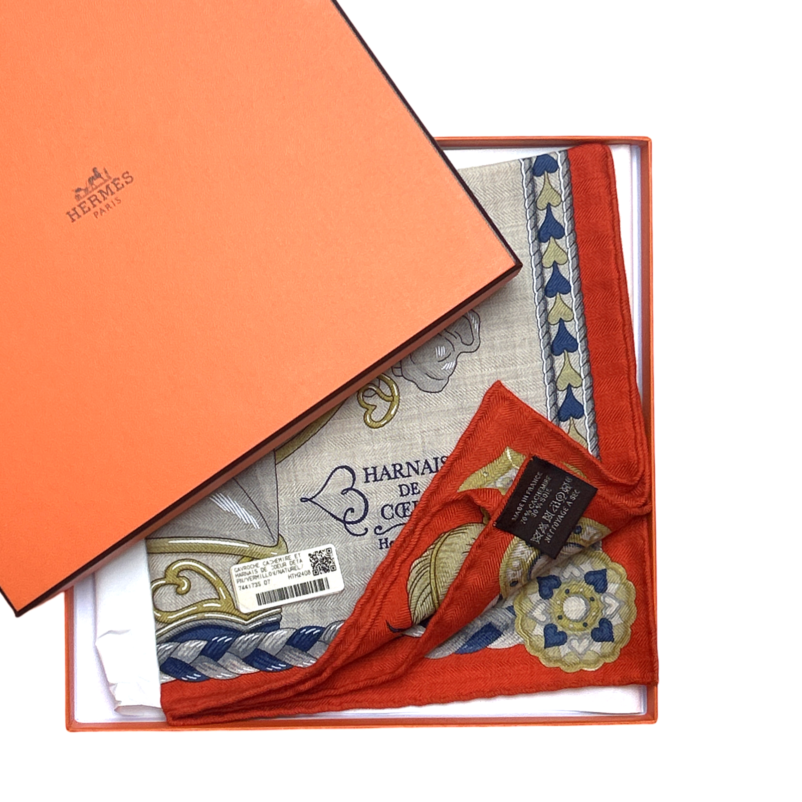 HERMES Harnais de Coeur Scarf Pillow at VintageLuxeUp