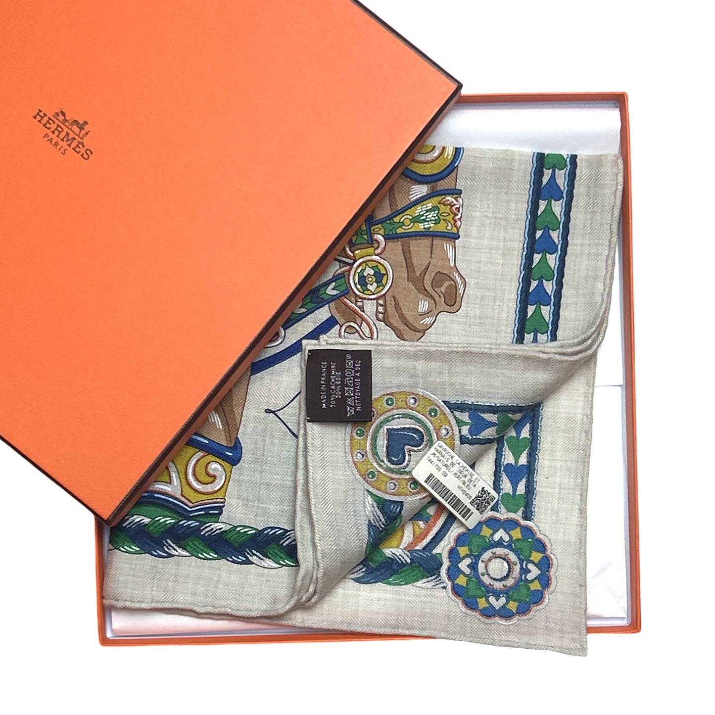 HERMES Harnais de Coeur Scarf Pillow at VintageLuxeUp