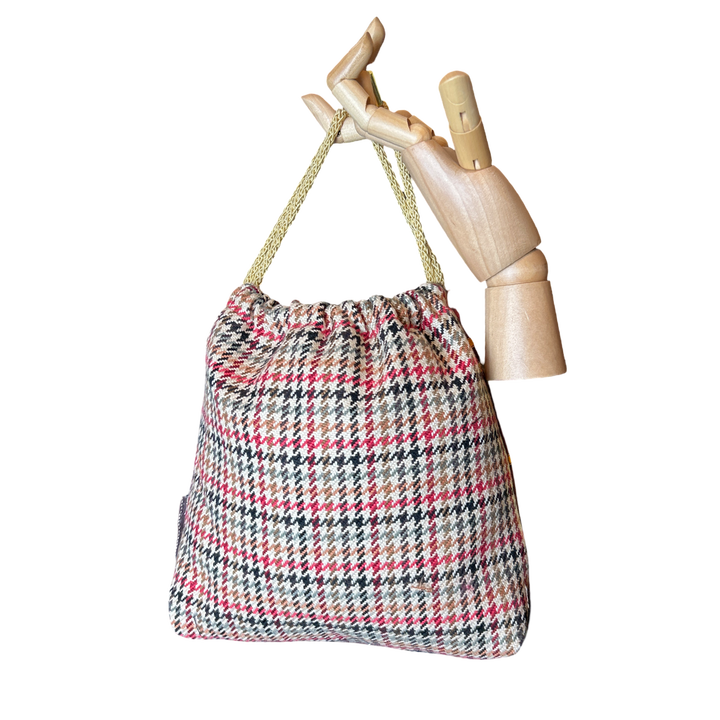 Petites Chevaux Brown Vintage Scarf Drawstring Crossbody Bag