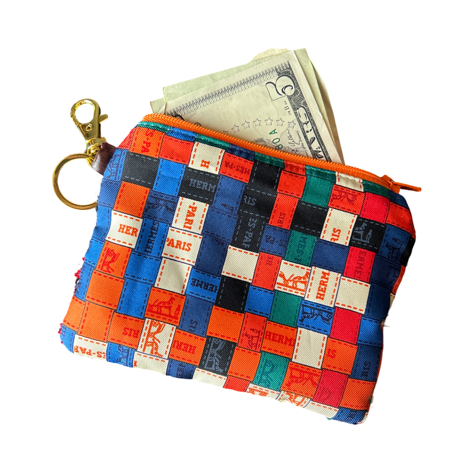 HERMES Bolduc Au Carree Scarf Keychain Wristlet Bag